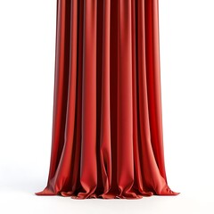 3D image of a red curtain isolated on a white background