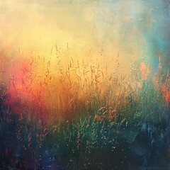 Sunset Field: A Vivid and Colorful Landscape of Tall Grass