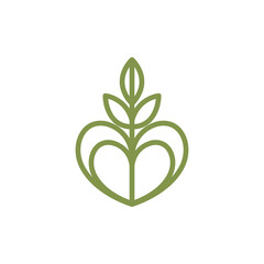 botanical love line logo design vector
