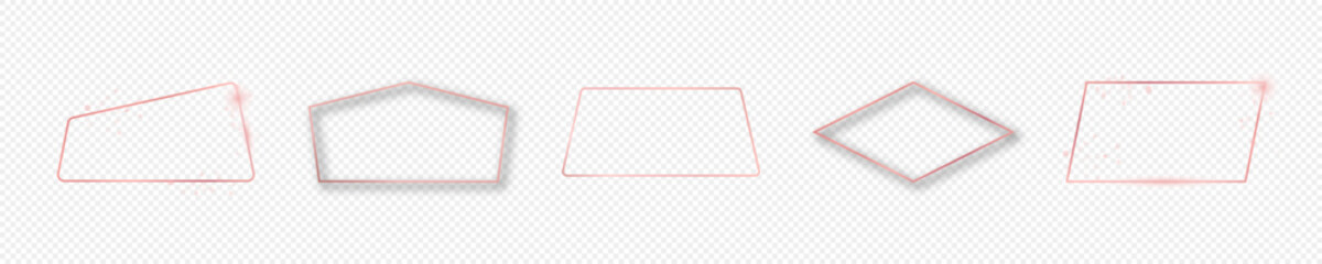 Rose gold glowing different geometric shape frame