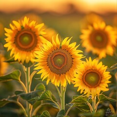Obraz premium Glorious Sunset: The Vibrant Beauty of Yellow Flowers