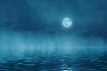 Moonlit Mirage by the Shores of the Mystic Azure Lake background, ai generated