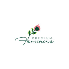 Fototapeta premium botanical boho flower minimalist logo design vector