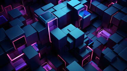 Digital blue and purple squares and dots abstract graphics poster background