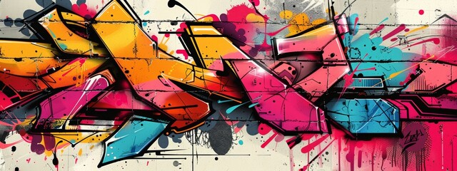 Fototapeta premium An urban graffiti-style illustration with street art elements, representing urban culture and creativity.