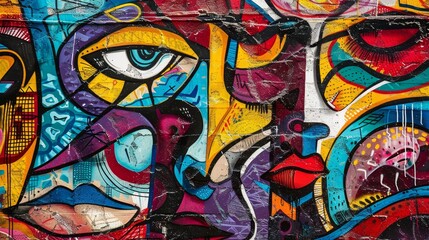 Obraz premium Urban energy depicted in vibrant graffiti