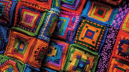Digital reinterpretation of Latin American handicrafts intricate weaving and vibrant colors embody artisanal craftsmanship