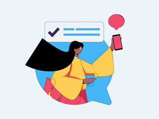 Virtual characters social communication concept business flat vector hand drawn illustration
