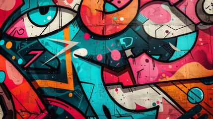 Fototapeta premium An urban graffiti-style illustration with street art elements, representing urban culture and creativity.