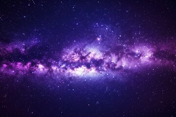 Naklejka premium Beautiful night sky with stars and purple galaxy background.