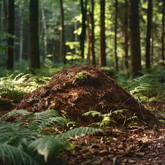 Fototapeta premium Mossy Mound Amidst a Wooded Forest