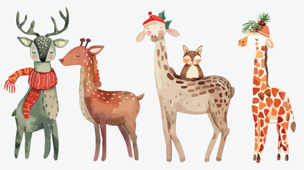 Watercolor Illustration Four of Christmas Safari anim