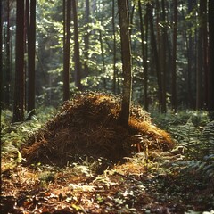 Fototapeta premium Nature's Nest: A Vivid Scene of Forest Life