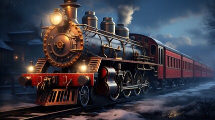 A Steam Train Chugging Through a Snow Covered Forest