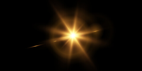 Vector, bright star and shimmering glare, transparent sunlight special lens flare light effect. Solar flare	