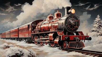A Steam Train Chugging Through a Snow Covered Forest