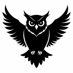 Obraz premium Black owl flying silhouettes vector.