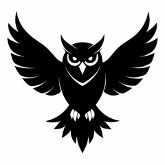 Black owl flying silhouettes vector.