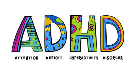 ADHD concept. Attention Deficit Hyperactivity Disorder web banner.