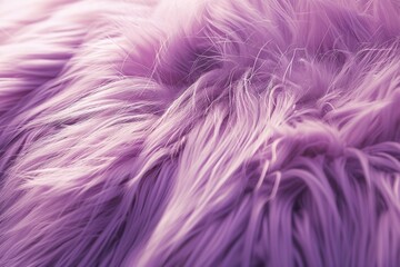 Purple fur background. Surface wool texture. Copy space for text. Textured violet furry coat closeup. Abstract pattern. Animal hair wallpaper. Shiny faux fluffy backdrop. Furry ground. Sheepskin rug