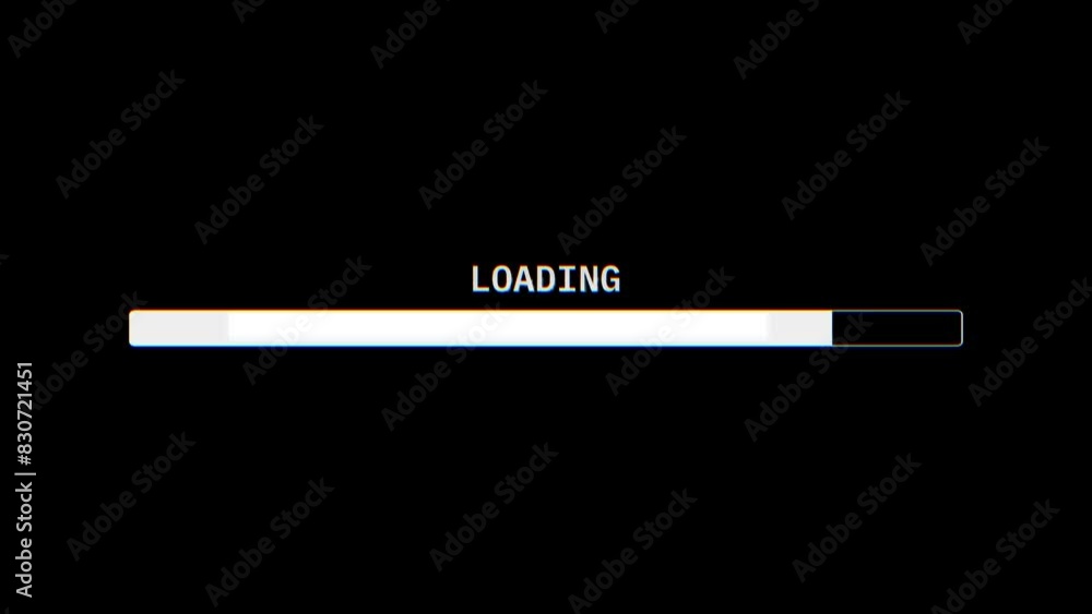 Poster glitchy loading bar: vhs-style download upload progress animation