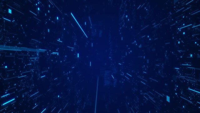 Futuristic Tech Background: AI and Big Data Animation with Digital Particles