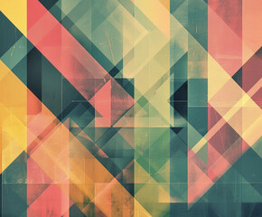 Vibrant Geometric Abstract Art Print with Colorful Overlapping Patterns