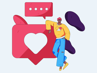 Virtual characters social communication concept business flat vector hand drawn illustration
