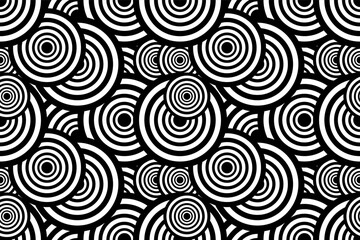Abstract black and white concentric circles seamless pattern background