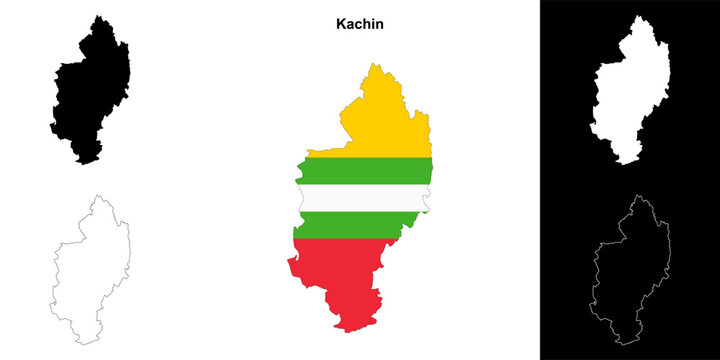 Kachin blank outline map set