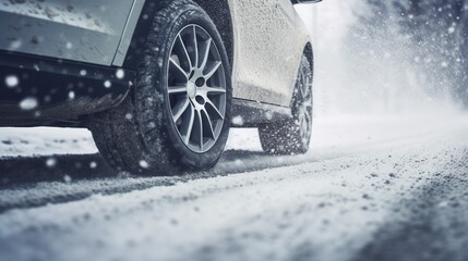Elegance Car in the Hush of the Snowy Winter