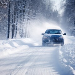 Elegance Car in the Hush of the Snowy Winter