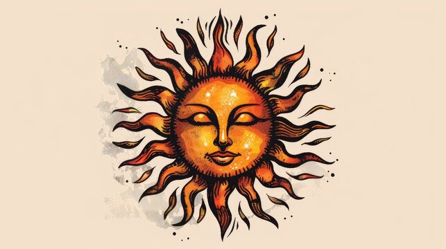 A distinctive tattoo design featuring a sun