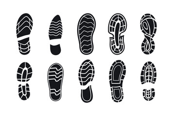  Shoes Footprint Illustration Vector Set