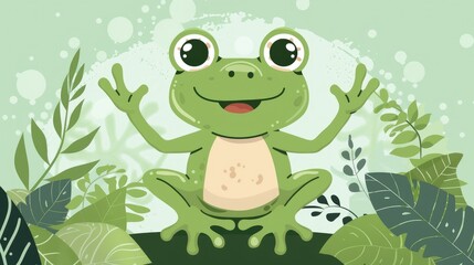 Naklejka premium Happy Leap Day on 29 February with Cute Frog in Flat Style Cartoon Hand Drawn Background Templates Illustration AI generated