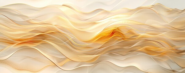Obraz premium A gold and white wave pattern with a gold and white background