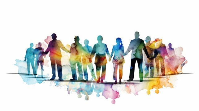 A water color of job duties, outlined in a handbook, in an employees hands, during an orientation session, Clipart isolated on white