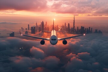 crystal airplane flying over Dubai city