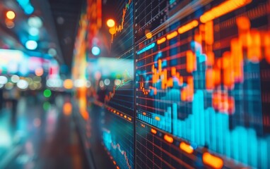Fototapeta premium Digital Data Visualization in Urban Night Scene
