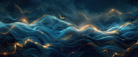 Fototapeta premium A blue ocean with a lot of sparkles in it