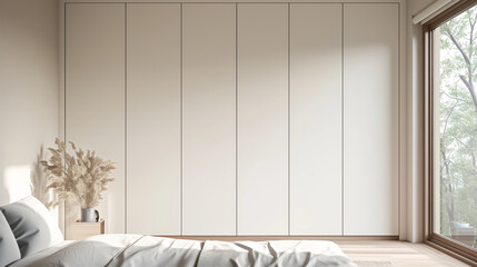 bedroom with a white bed and a window