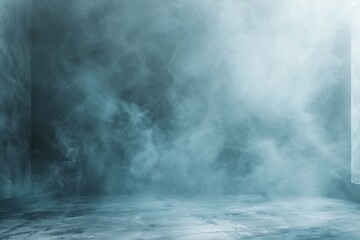 Fototapeta premium A room with a blue wall and a lot of smoke