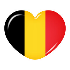 Heart icon in the colors of the Belgian flag, isolated on a transparent background. Vector illustration