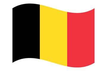 Wavy flag of Belgium, isolated on transparent background. Flag of the Kingdom of Belgium. Vector illustration