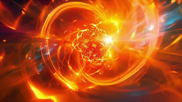 A closeup view of the strong force in action with pulses of energy rippling through the vibrant gluon field.