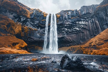 Awe-Inspiring Waterfall in a Serene Landscape