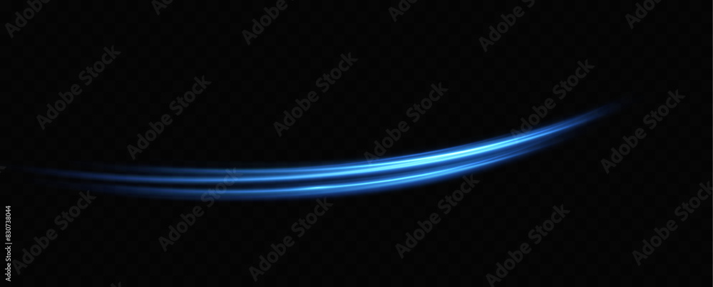 Aufkleber Abstract light lines of speed movement, blue colors.Neon glowing curves.Abstract motion.Neon lines of blue speed. Dynamic traces.