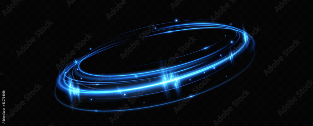 Aufkleber Blue neon ring. Glowing circle. Glow effect. Round light frame. abstract light lines of movement and speedAbstract light lines of movement and speed. light blue ellipse.