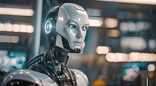A metallic robot with advanced sensors allows it to operate quickly and effectively, and artificial intelligence allows it to make quick decisions in real time.
