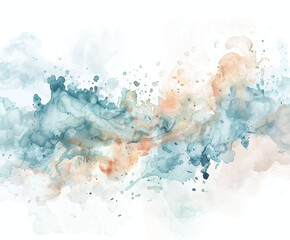 Abstract Watercolor Art Soft Turquoise and Peach Tones